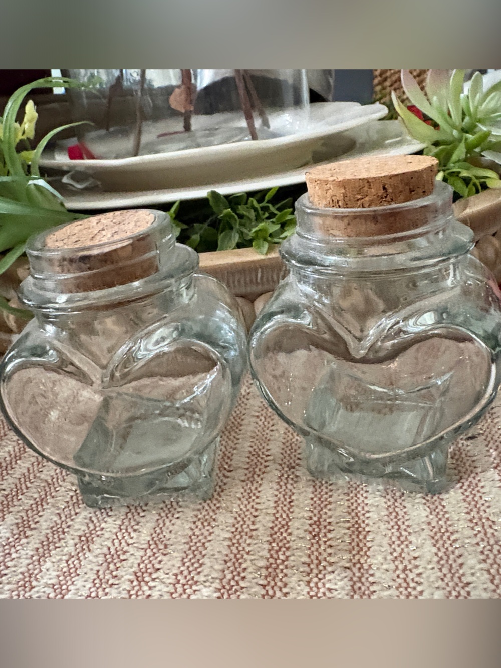 Clear Glass Heart Jar with Cork Lid - Set of 2